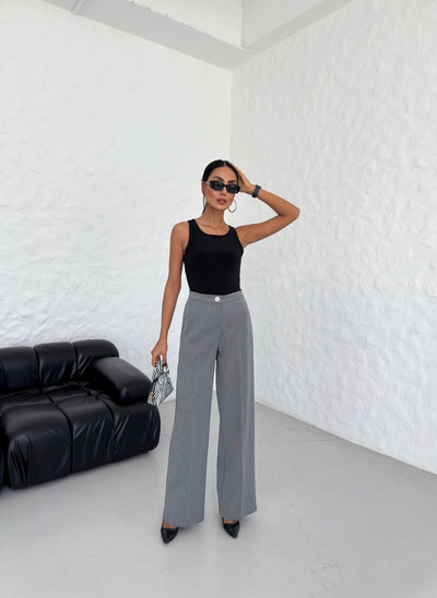 PANTALONI MILANO PALAZZO - Gri închis