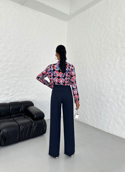 MILANO PALAZZO TROUSERS - Navy Blue