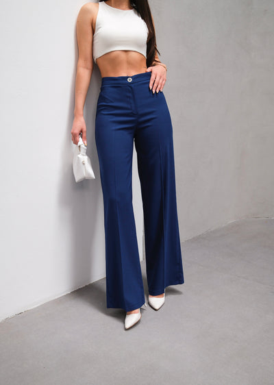 PANTALONI MILANO PALAZZO - Albastru