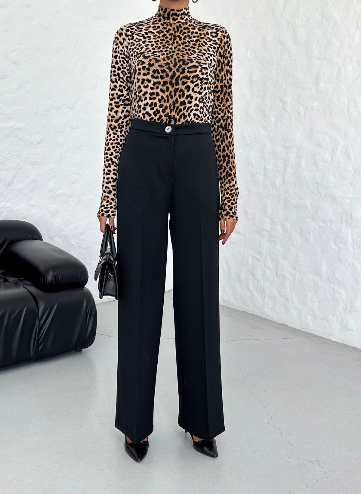 PANTALONI MILANO PALAZZO - Negru