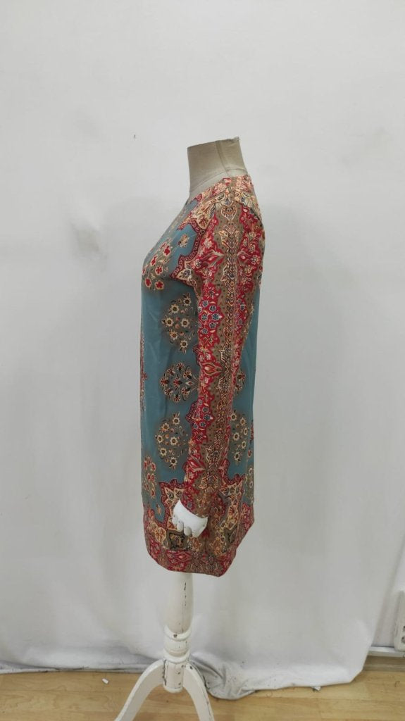 Rochie mini din modal cu mânecă lungă, gât rotund și model pentru femei, 27106