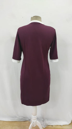Rochie de damă din viscoză cu mânecă scurtă, fermoar, buzunare și crăpături laterale, 27161