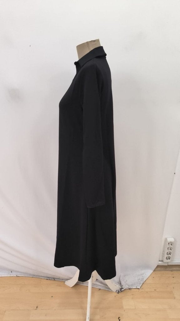 Rochie damă, tip camizolă midi, cu mâneci lungi, guler, viscoză, fire duble, 28777