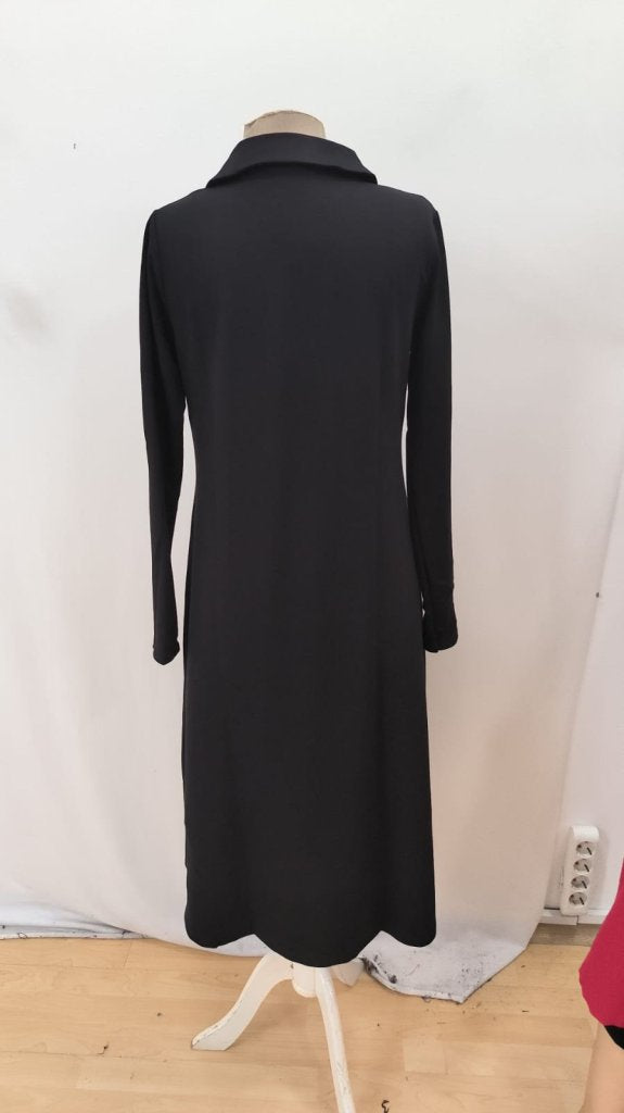 Rochie damă, tip camizolă midi, cu mâneci lungi, guler, viscoză, fire duble, 28777