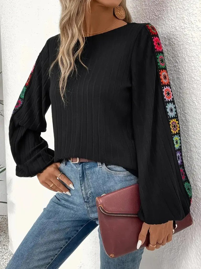 Women's Long-Sleeve Boat Neck Brushed Knit Blouse, 30317