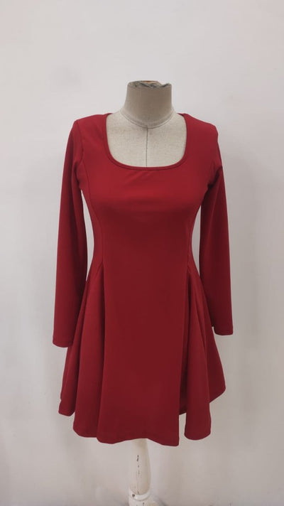 Rochie mini de damă, importată, din crep, cu mâneci lungi și decolteu pătrat, 27648