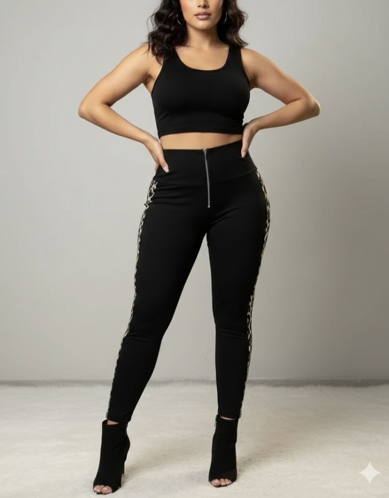 Women's High Waist Side Stripe Scuba Leggings, 31040