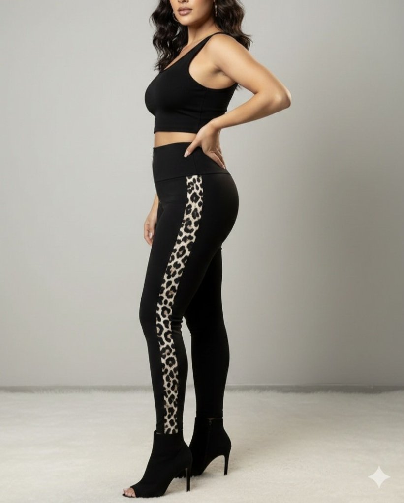 Women's High Waist Side Stripe Scuba Leggings, 31040