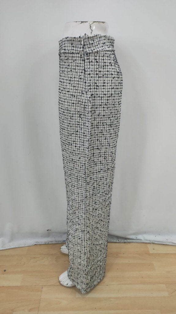 Kadın Yüksek Bel Paçaya Doğru Geniş Dokuma Pantolon, 30388