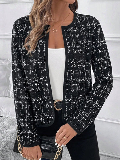 Jachetă scurtă Chanel pentru femei, cu mânecă lungă și deschidere în față, 30258