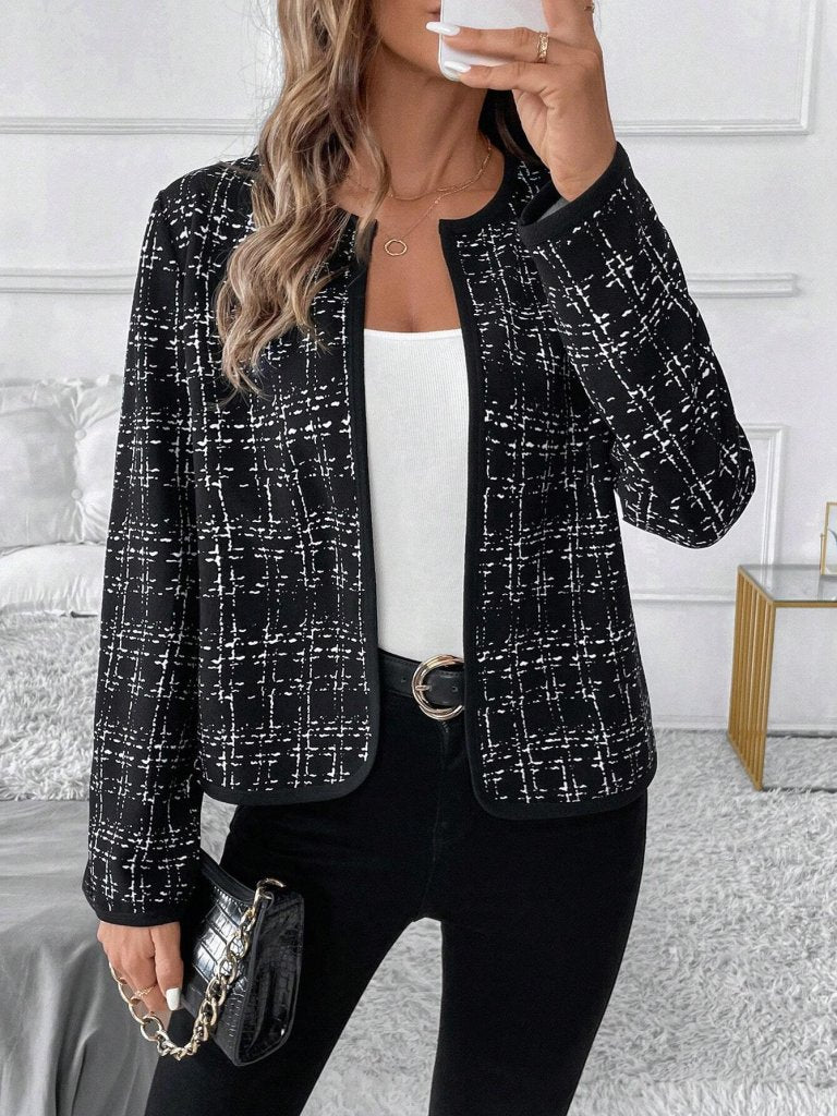 Jachetă scurtă Chanel pentru femei, cu mânecă lungă și deschidere în față, 30258