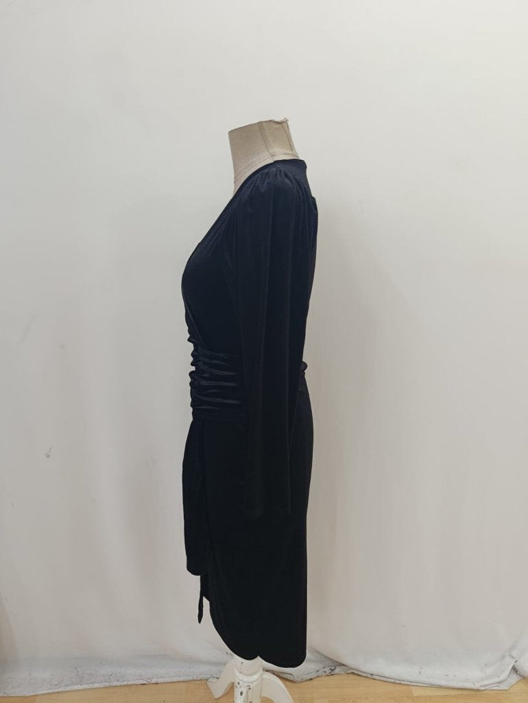 Rochie Midi de Damă din Catifea, cu Mânecă Lungă, Guler Petrecut și Detaliu Drapat pe Lateral, 29209