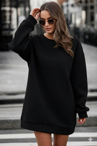 Rochie de damă cu mânecă lungă, guler rotund, model periat, cu două fire, 32269