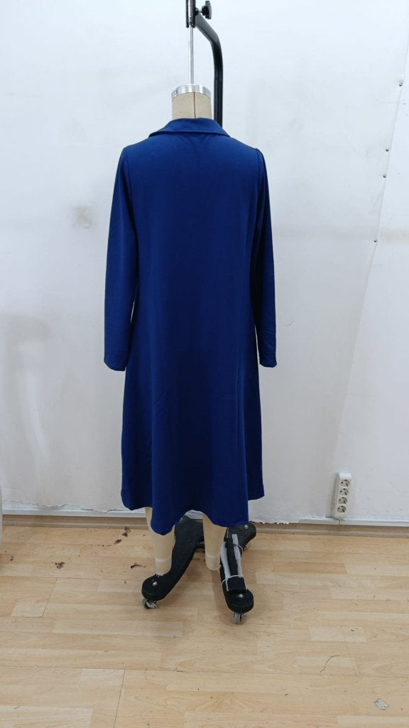 Rochie midi din viscozã doi fir cu mâneci lungi și gât rotund pentru femei, 28778