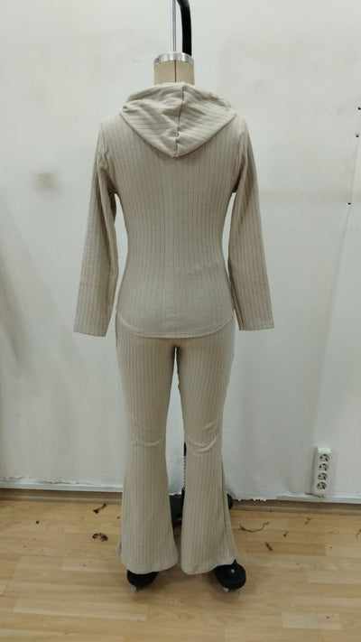 Kadın Uzun Kollu Kapşonlu önden Fermuarlı Kaşkorse Bluz Ve Pantolon Ikili Takım, 28790