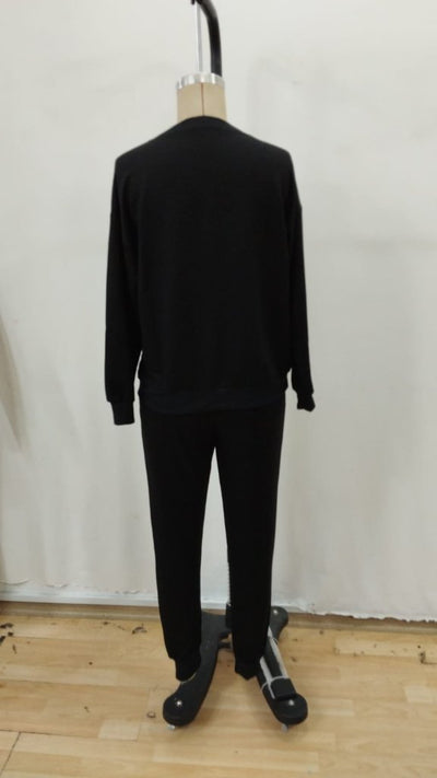 Set de două piese pentru femei - bluză din viscoză cu mâneci lungi, gât V și pantaloni, 37566