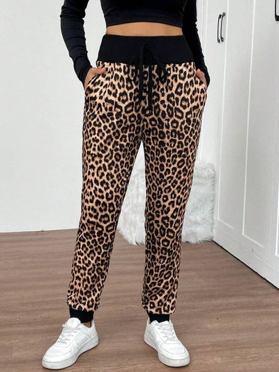 Pantaloni damă cu talie înaltă, model cu șnur, cu două fire, 29929