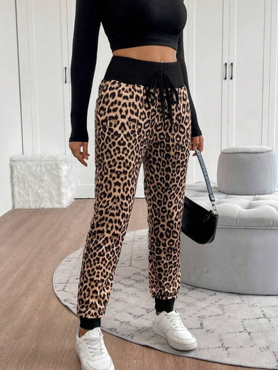 Pantaloni damă cu talie înaltă, model cu șnur, cu două fire, 29929