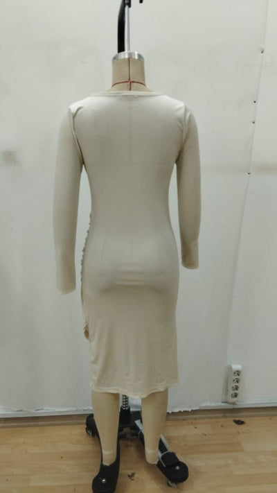 Rochie midi din catifea pentru femei, cu mânecă lungă, decolteu înfășurat, cu încrețituri laterale în față și detaliu încrucișat, 31160