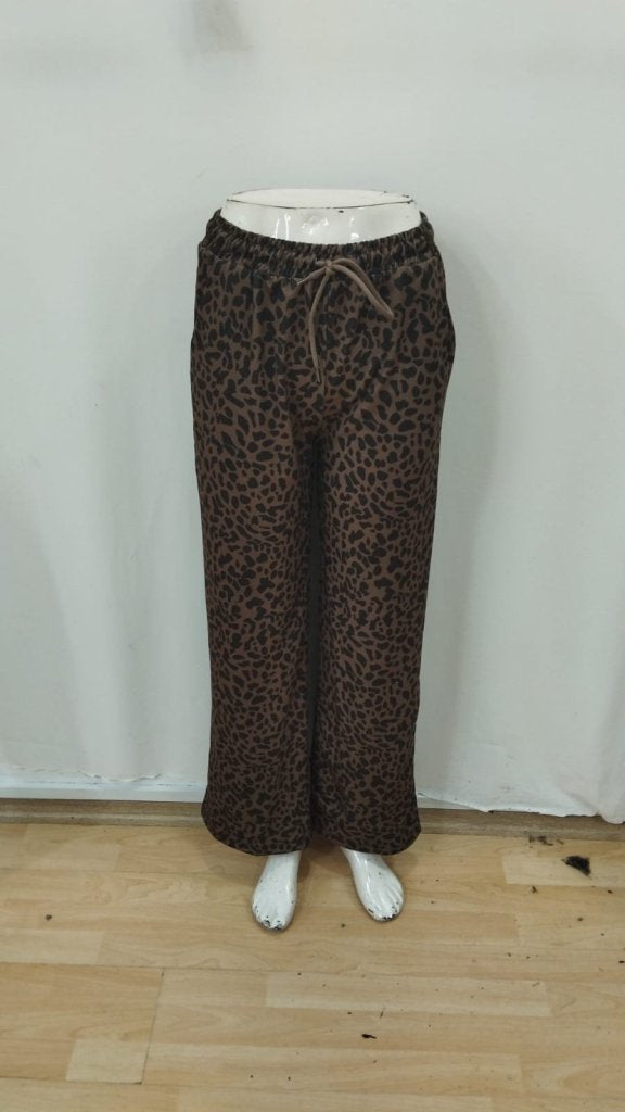 Pantaloni damă cu două fire, croi larg, elastic și șnur, talie înaltă, 34809
