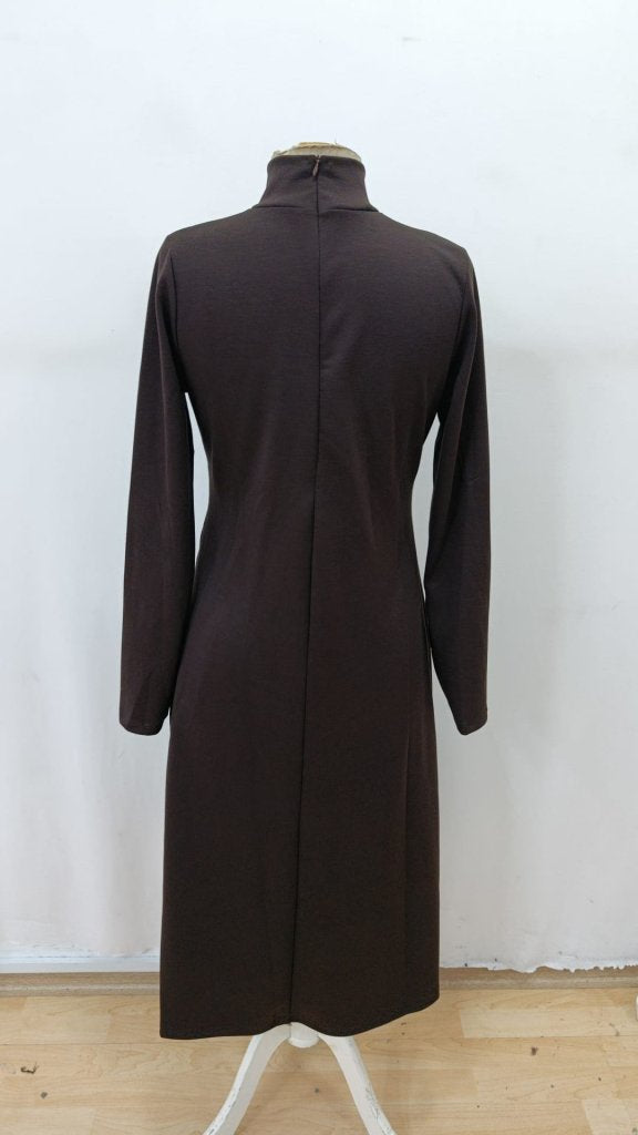 Rochie de damă lungă, cu mâneci lungi, guler tip maletă și șliț adânc, din modal, 31834