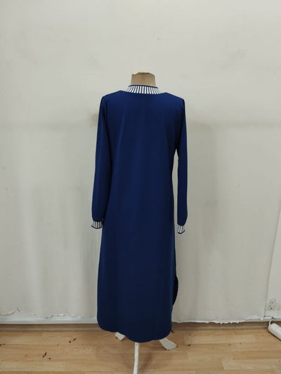 Rochie lungă de damă, din viscoză, cu mânecă lungă, decolteu în V și șlițuri laterale, 32215