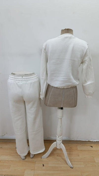 Set două piese damă, bluză șardonată cu mânecă lungă, guler rotund, model imprimat și pantaloni, 29713