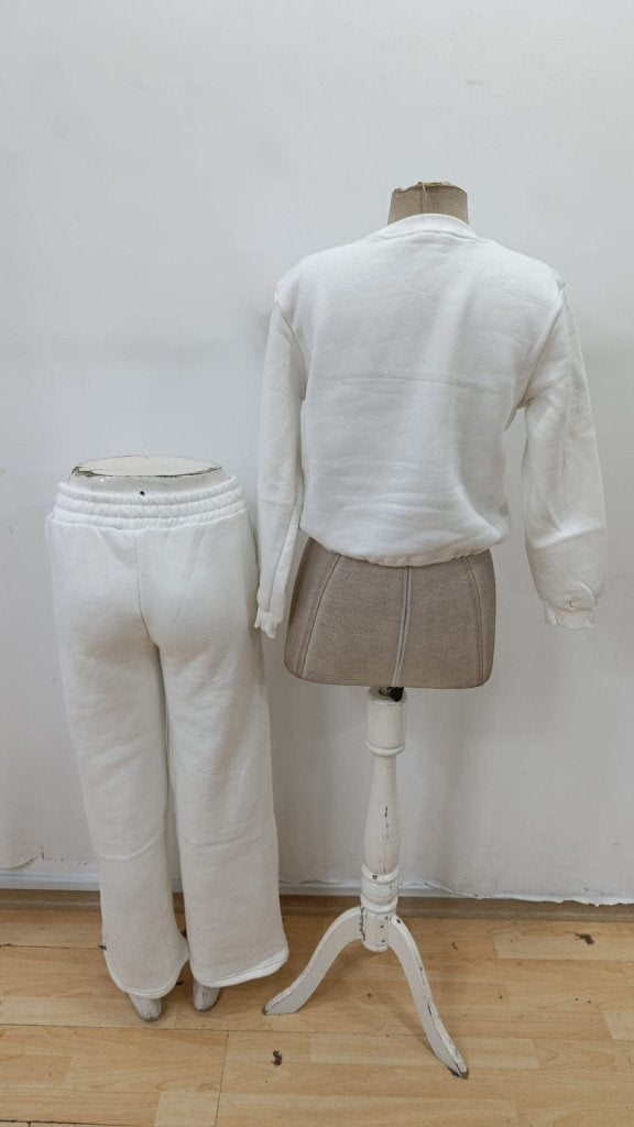 Set două piese damă, bluză șardonată cu mânecă lungă, guler rotund, model imprimat și pantaloni, 29713