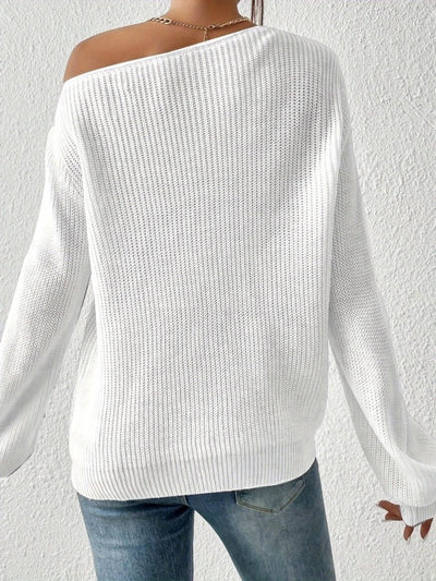 Bluză tricot cu mâneci lungi, gol la un singur umăr, detaliu, 29960