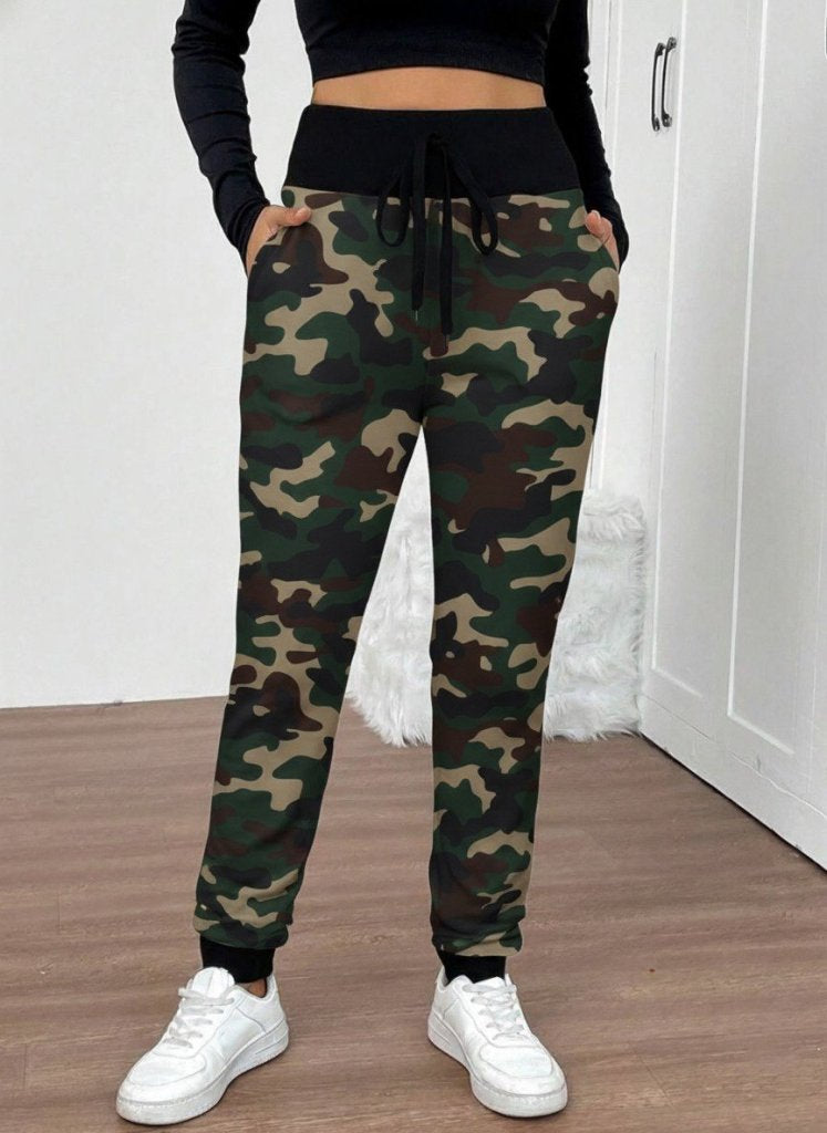 Pantaloni damă cu talie înaltă, model cu șnur, cu două fire, 29932