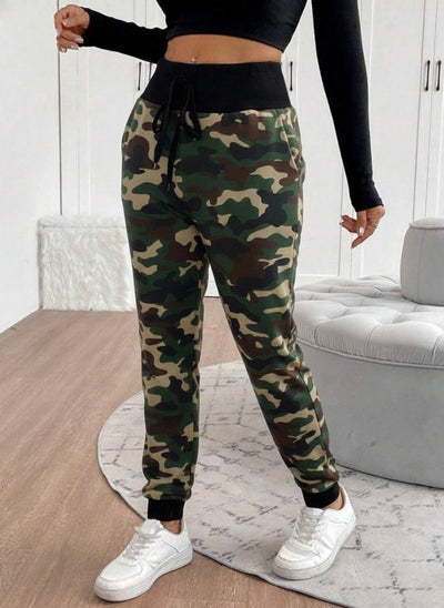 Pantaloni damă cu talie înaltă, model cu șnur, cu două fire, 29932