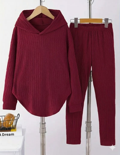 Kadın Uzun Kollu Kapşonlu Meloni Bluz Ve Pantolon Ikili Takım, 29949
