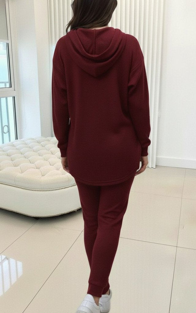 Costum Dama Două Piese, Bluză cu Glugă cu Mânecă Lungă și Pantaloni Meloni, 29949