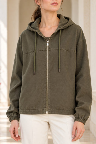 Hooded Woven Jacket with Integrated Undershirt 6392