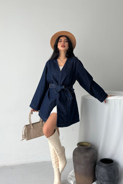 Kuşak Bağlamalı Oversize Ceket 6246