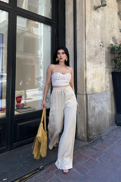 Pantaloni Palazzo cu Talie Elastica HS708