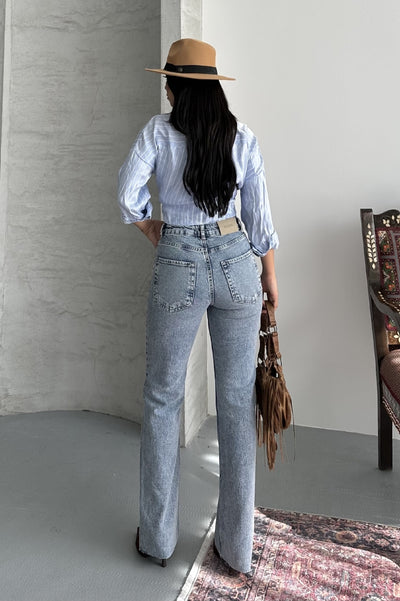 Pantalon Denim Tietura Picior Straight Fit 7114