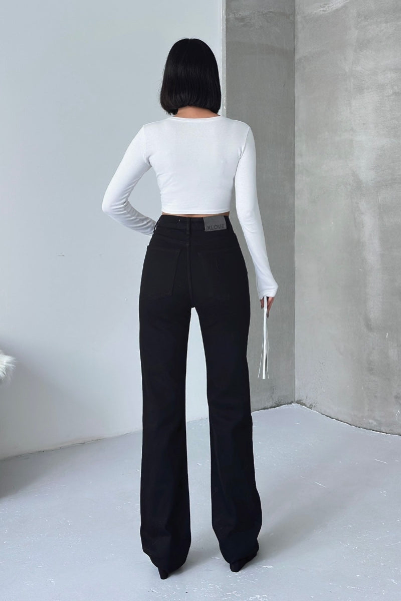 Pantalon Denim Relax Larg cu Cusaturi 7026