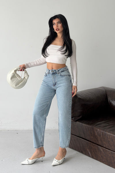 Likrasız Mom Kot Pantolon 7057