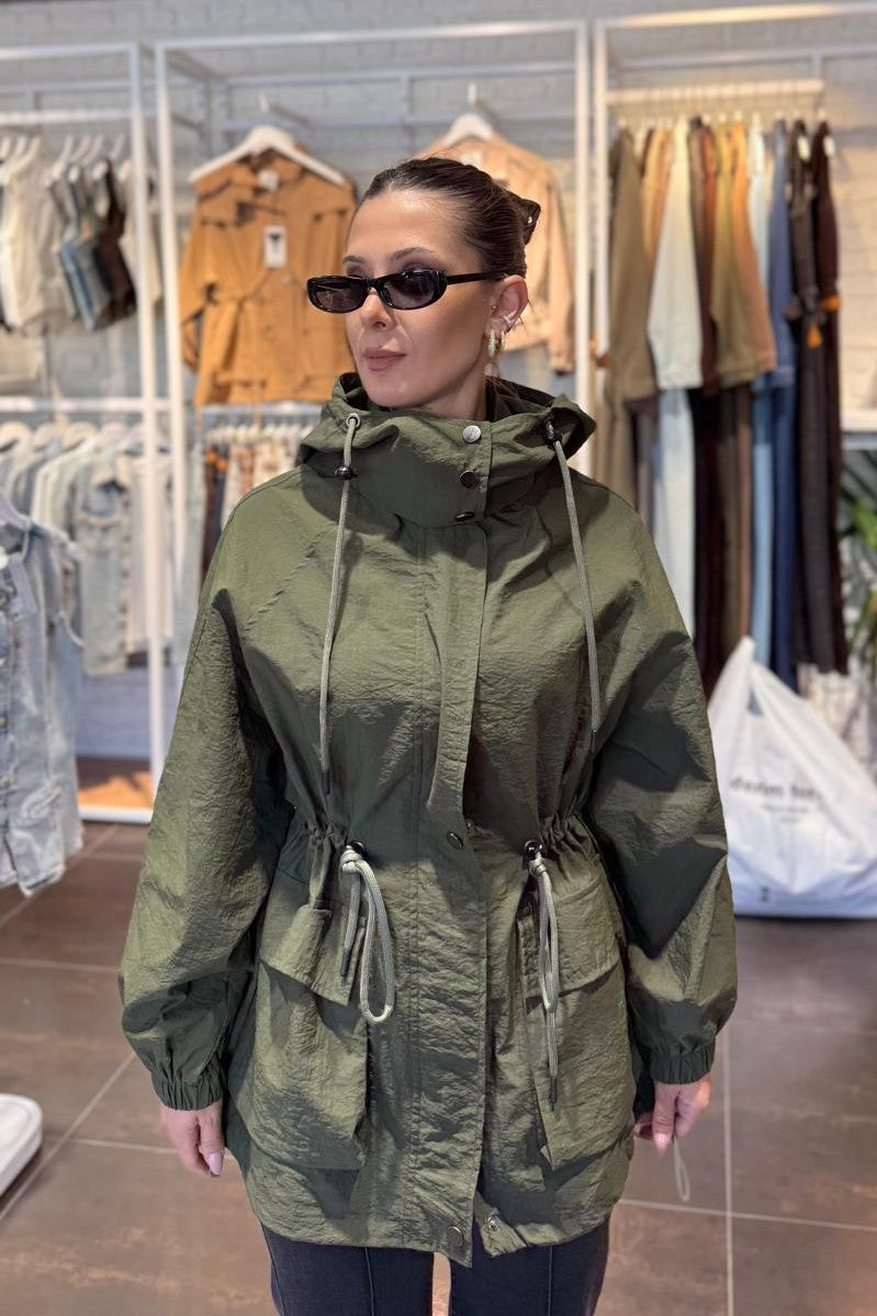 Drawstring Hooded Raincoat 6319