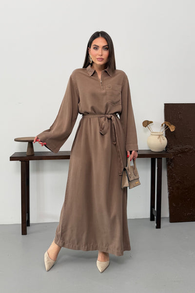Rochie Denim Lunga cu Curea 3035