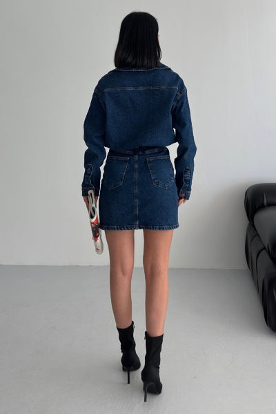 Rochie Denim Mini cu Nasturi 3027
