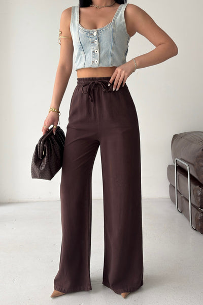 Pantaloni Palazzo cu Talie Elastica HS708