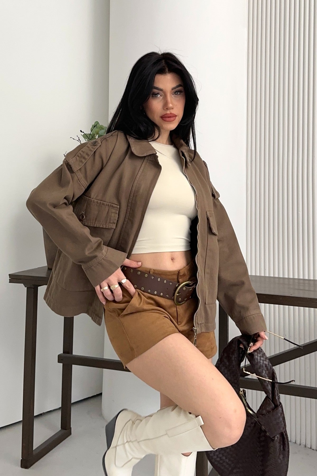 Jachetă din denim cu buzunare 6254