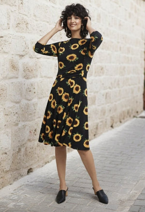 Rochie midi micro cu mânecă scurtă și guler rotund pentru femei, 31181