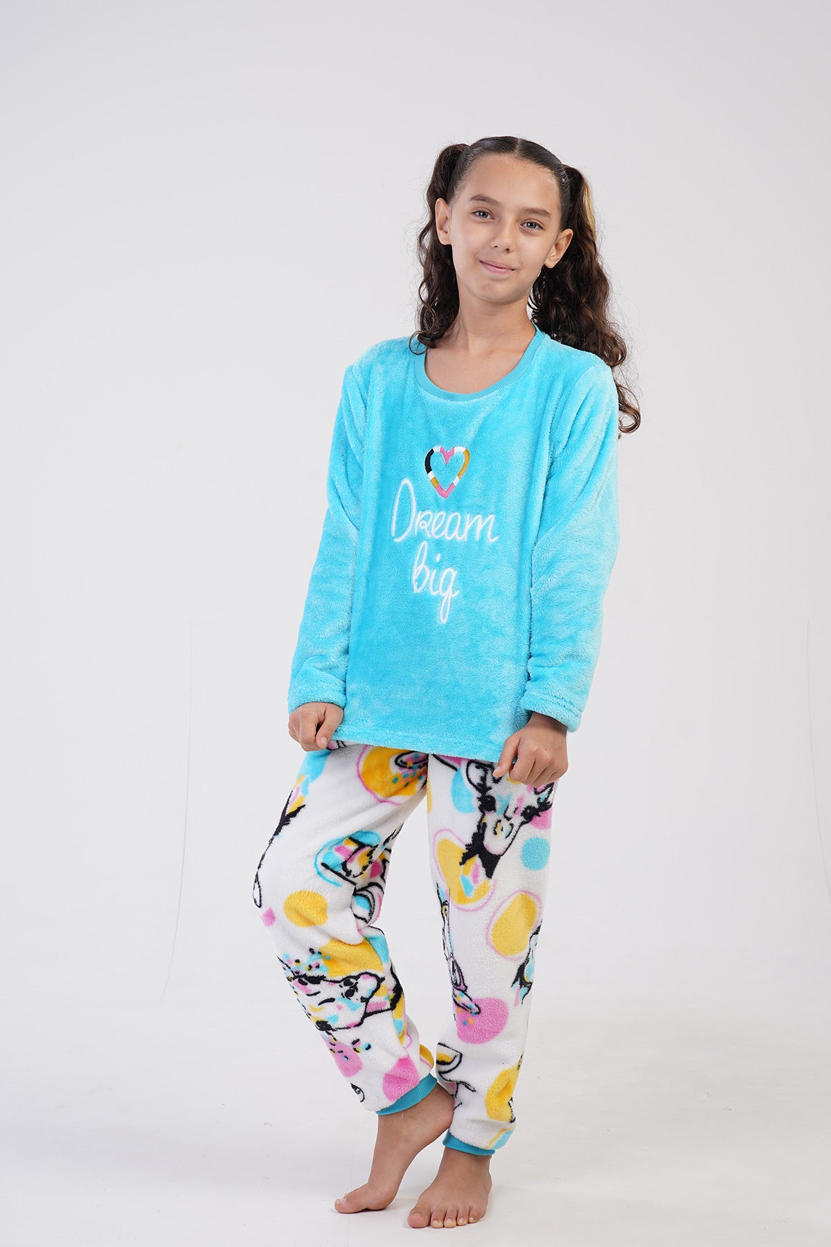 Pijama Set Fete Soft Guler Rotund Mânecă Lunga Tiv Oval Manșetă (7-8/13-14) - MENTĂ STRĂLUCITOARE