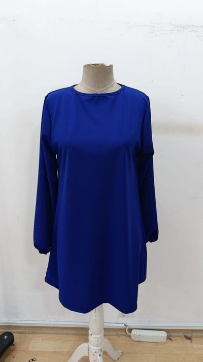 Rochie mini din crepă importată cu mâneci lungi și guler rotund, 30377