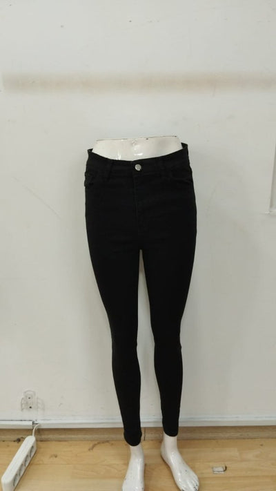 Pantaloni din denim de damă, cu talie înaltă, cu buzunare, fără curea, 30459