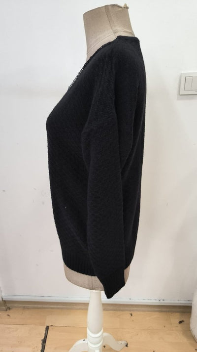 Bluză tricot cu mâneci lungi și guler în V, bicoloră, 32330
