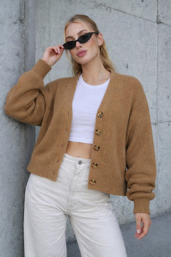 Cardigan tricotat cu cinci nasturi, croială lejeră, mărime mare, 32087, pentru femei